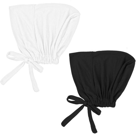 2 pezzi di cappe per hijab per donne, antiscivolo, nero e bianco, elastico, comodo e respirante