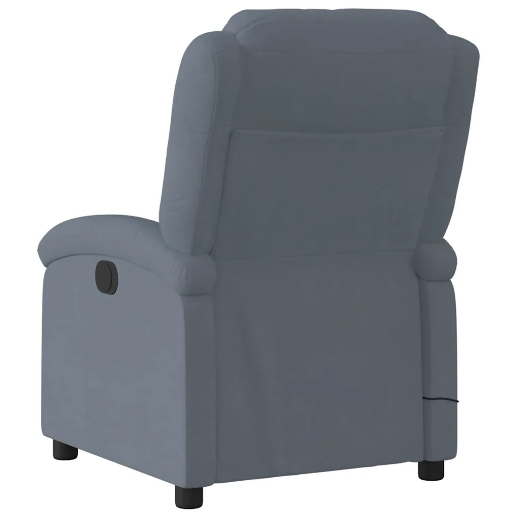 Poltrona Massaggiante | Sedia Relax Reclinabile Grigio Scuro in Velluto
