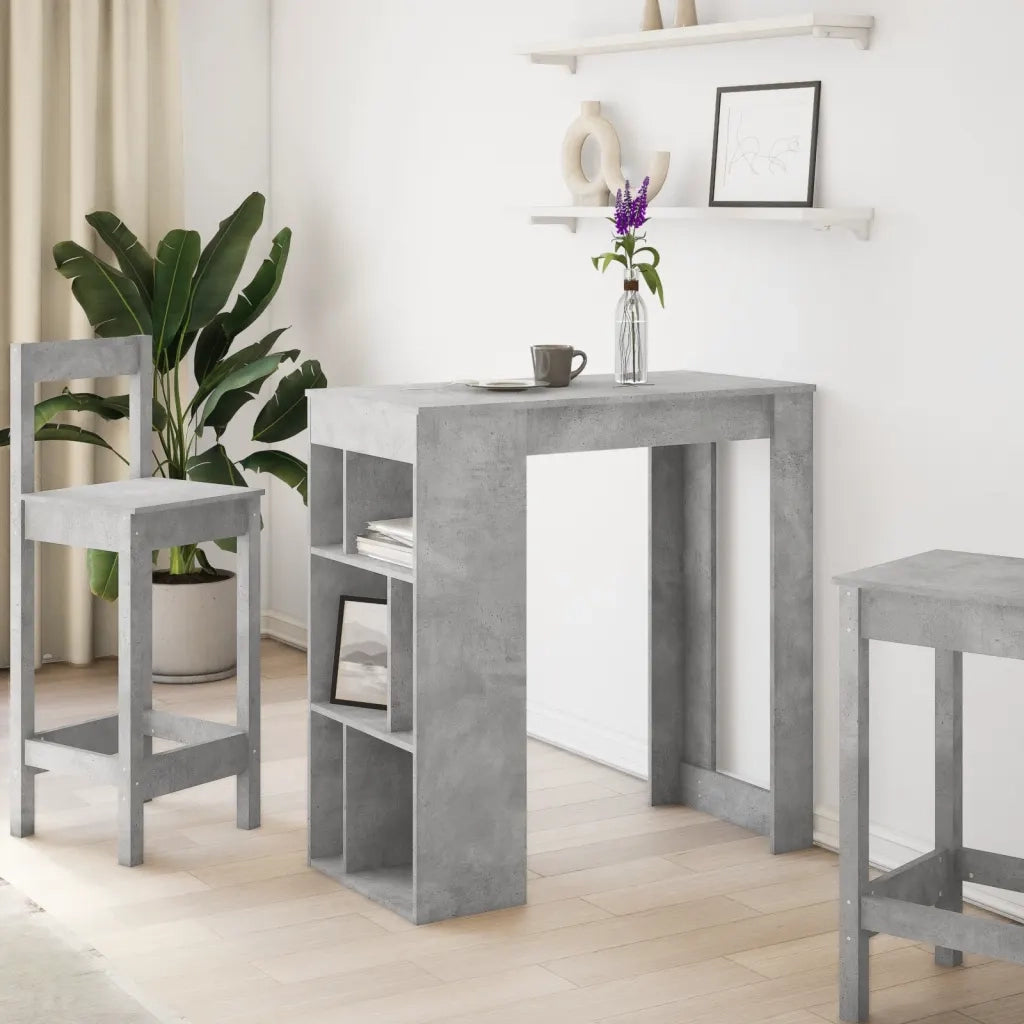 Tavolo Bar con Rastrelliera Grigio 102x50x103,5 cm Multistrato