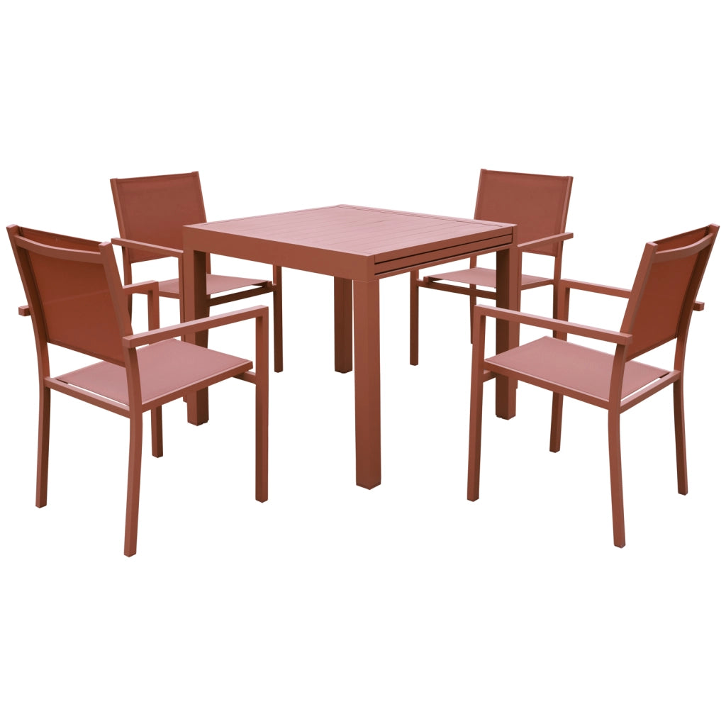 VENEZIASet di mobili da giardino allungabili 90/180 in textilene terracotta 8 posti - terracotta alluminio
