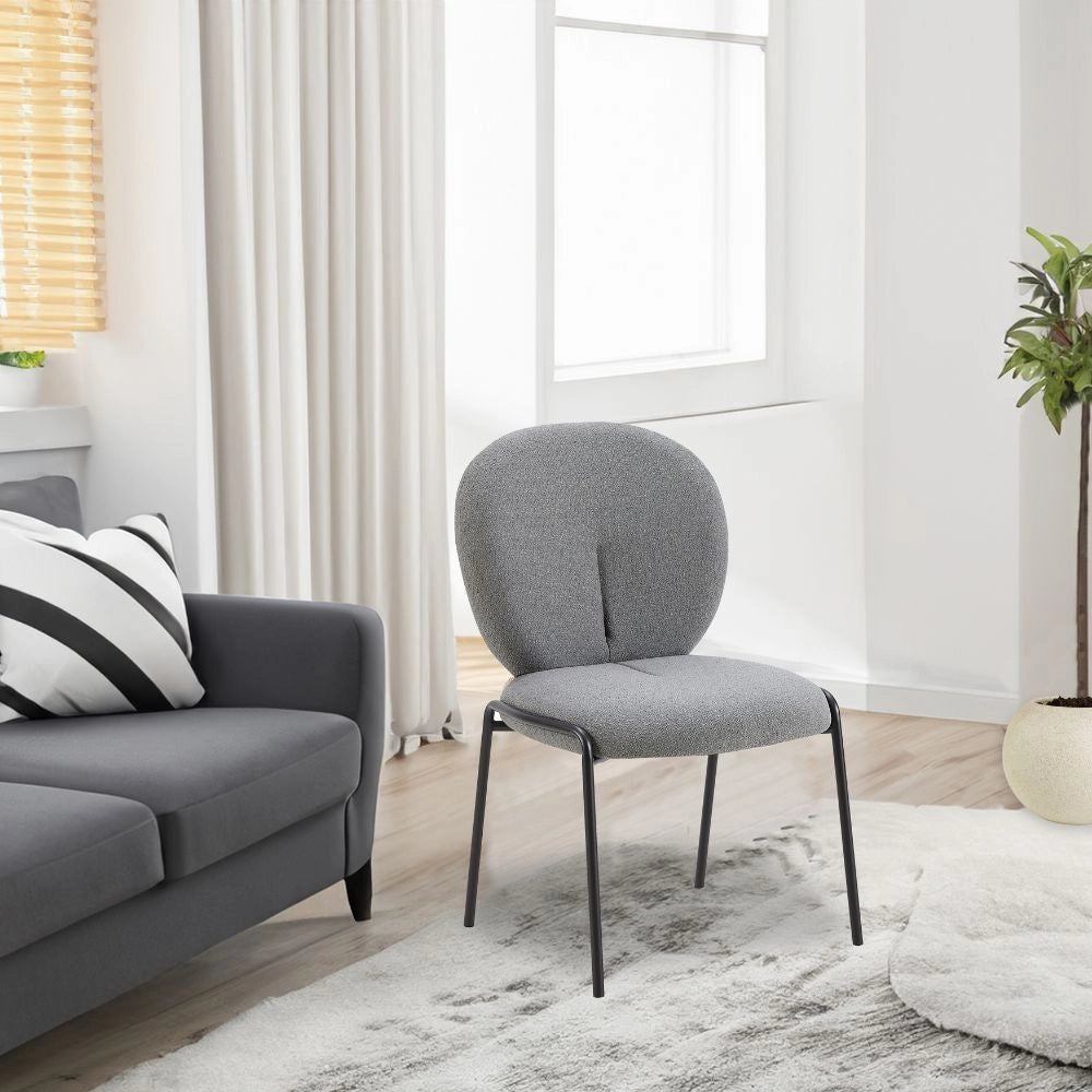 Set 2 Sedie da pranzo tessuto teddy grigio Sirio 53x39x94h