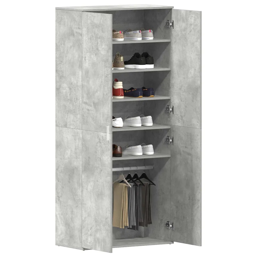 Mobile per scarpe con porta-Scarpiera Grigio cemento 80 x 39 x 178 cm