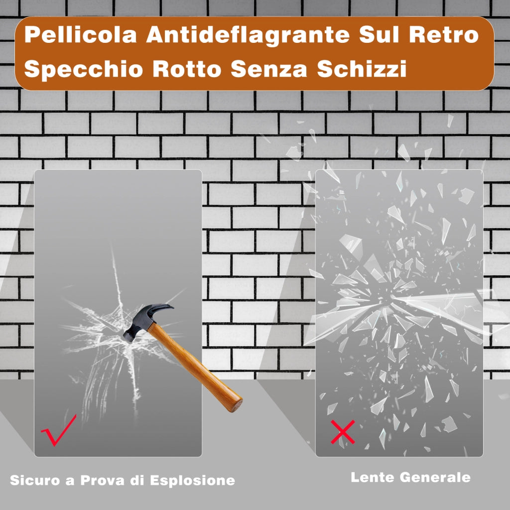 Specchio da bagno a LED, 120x70cm, orologio, Lente d'ingrandimento