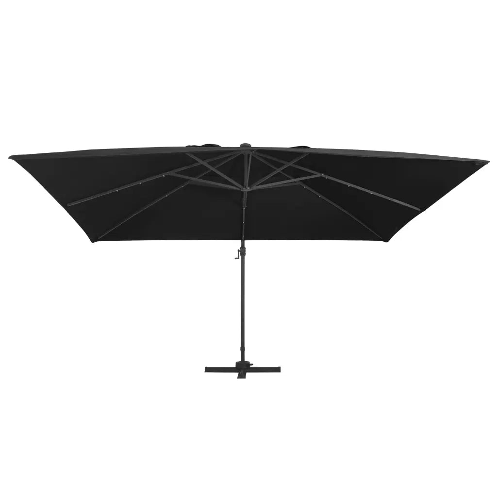 Ombrellone a Sbalzo con LED-Ombrello da giardino Palo in Alluminio 400x300 cm Nero