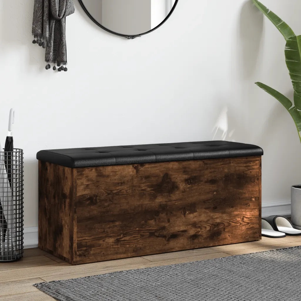 Panca Portaoggetti Rovere Fumo 102x42x45 cm Legno Multistrato