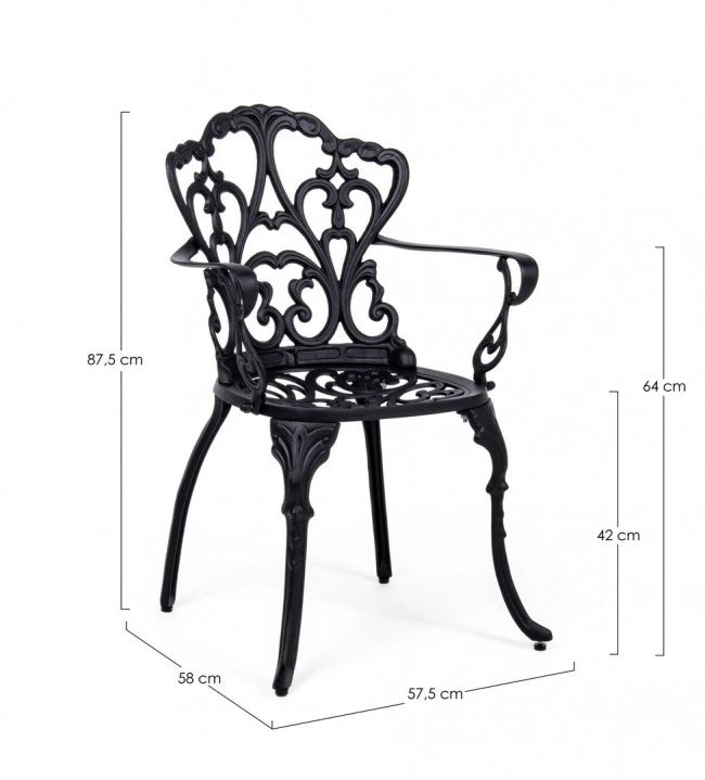 Set di 2 Sedie con Braccioli da Giardino in Alluminio Pressofuso Stile Vittoriano - CLASSIC