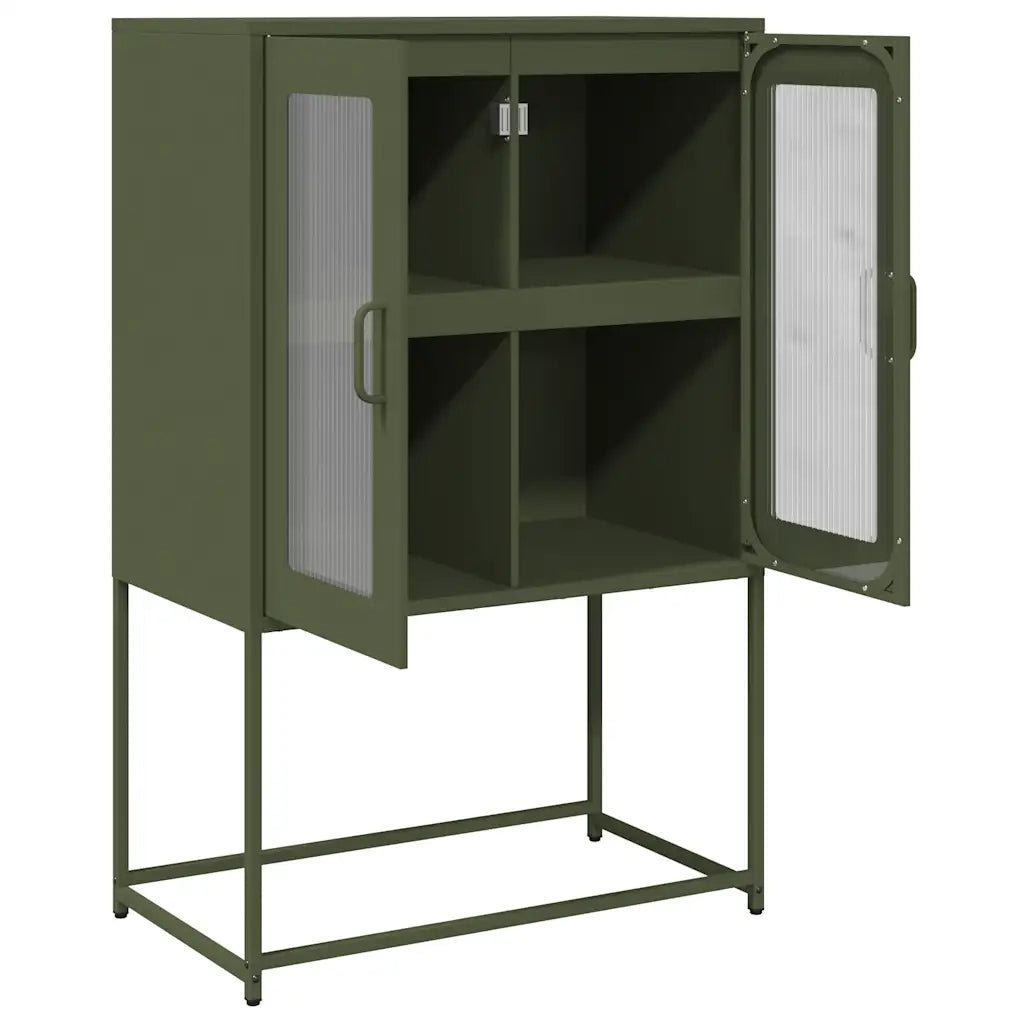 vidaXL Credenza Verde Oliva 68x39x107 cm in Acciaio