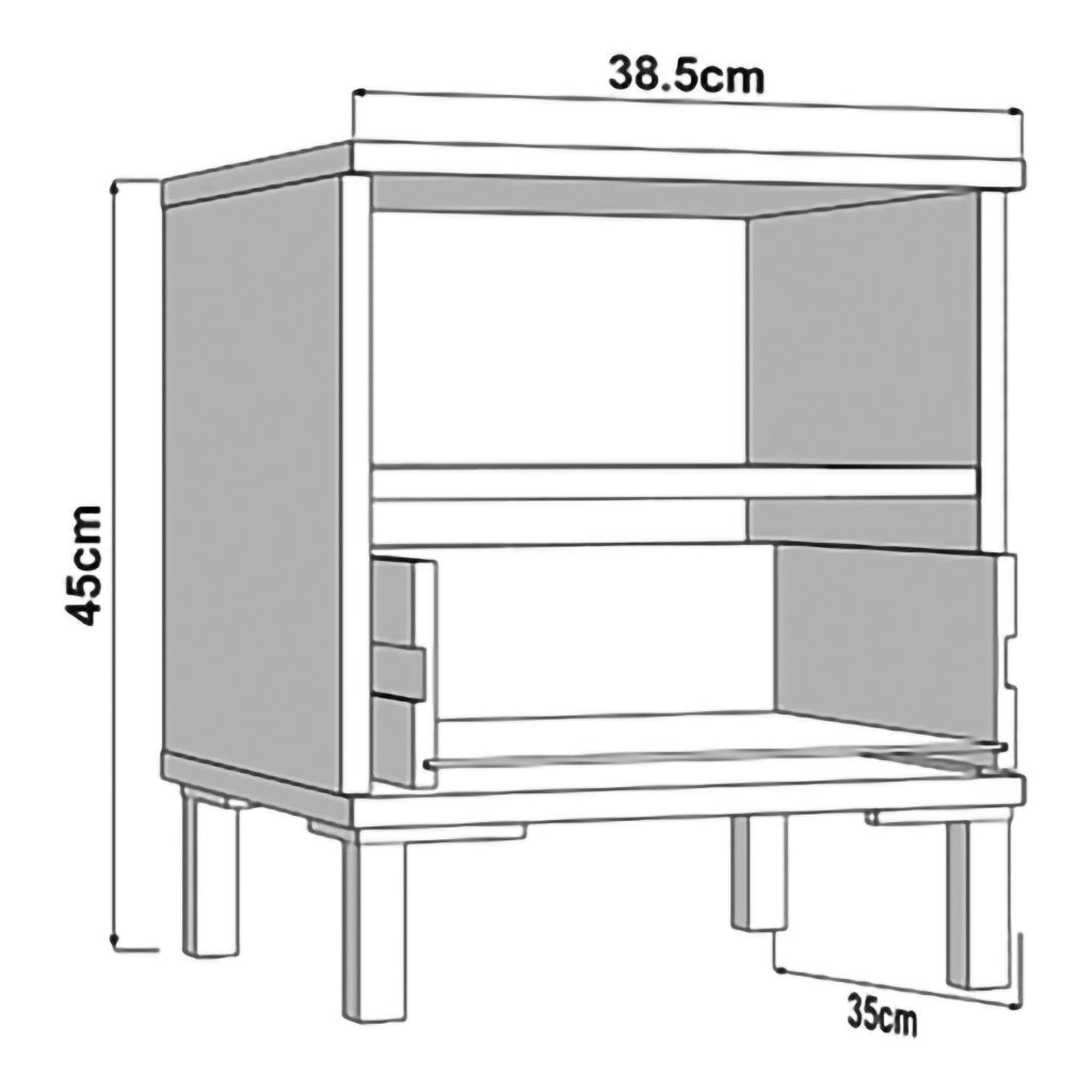 Jinja, Comodino un Cassetto, 39x35x45h cm Bianco Opaco