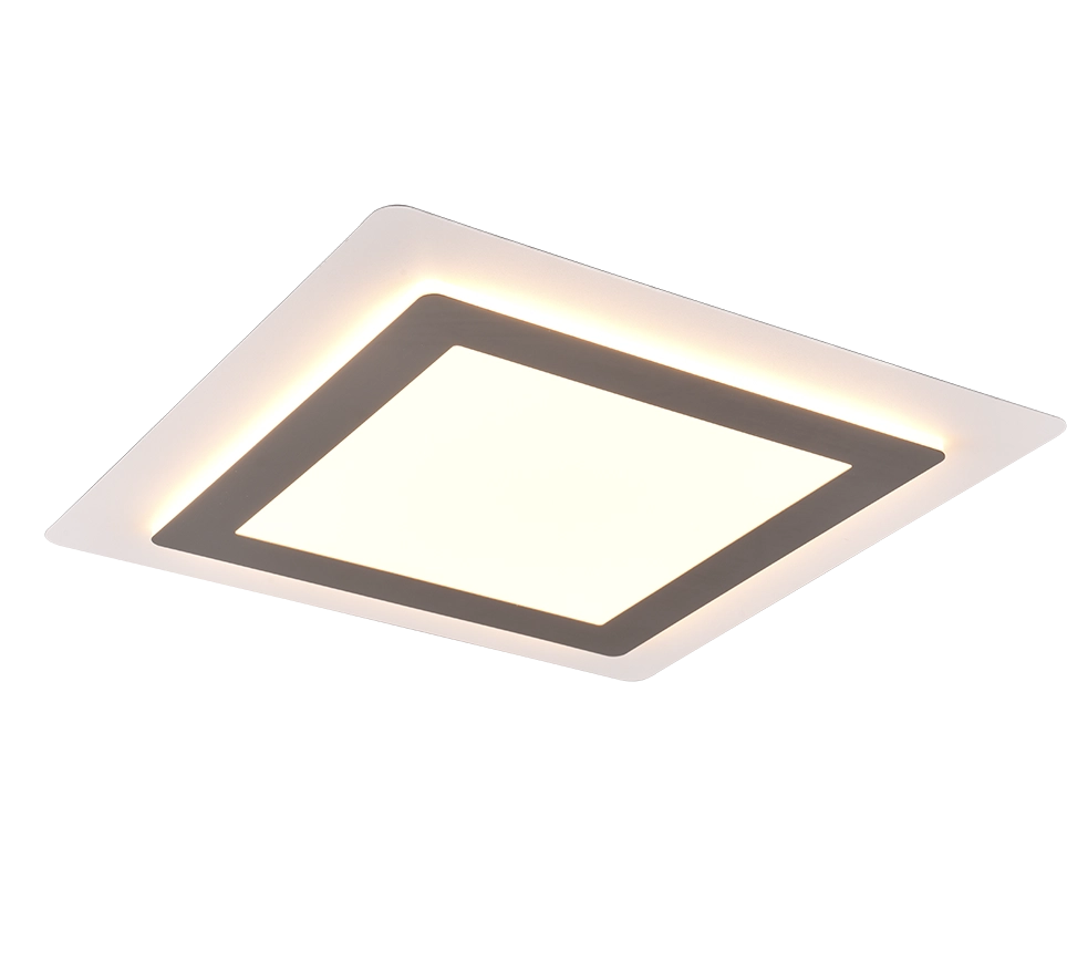 Plafoniera LED, metallo, nichel opaco, 45x4,2x45 cm, Morgan