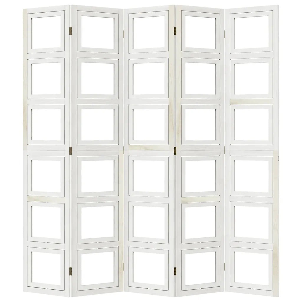 Divisorio Ambienti 5Pannelli Bianco Legno Massello di Paulownia 358695