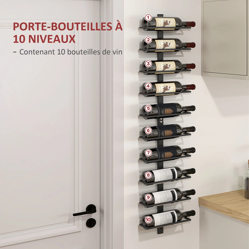 Portabottiglie da parete in acciaio per 10 bottiglie ¨C zephmum ¨C nero