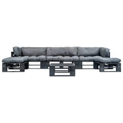 Set Divani da Giardino su Pallet 6 pz Cuscini Grigi in Legno 277434