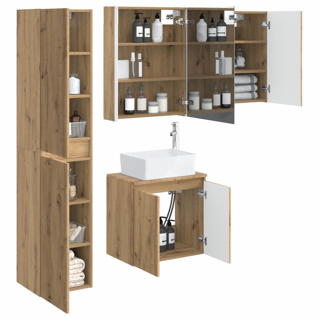 Set di Armadi da Bagno 5 pcs Rovere Artigianale 3407334