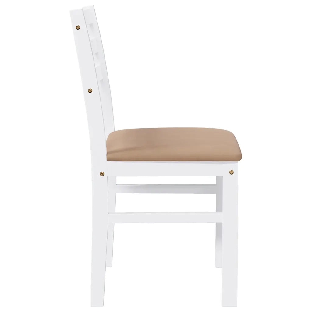 Sedie da Pranzo con Cuscini 2 pz Bianco Legno Massello di Hevea 4102424