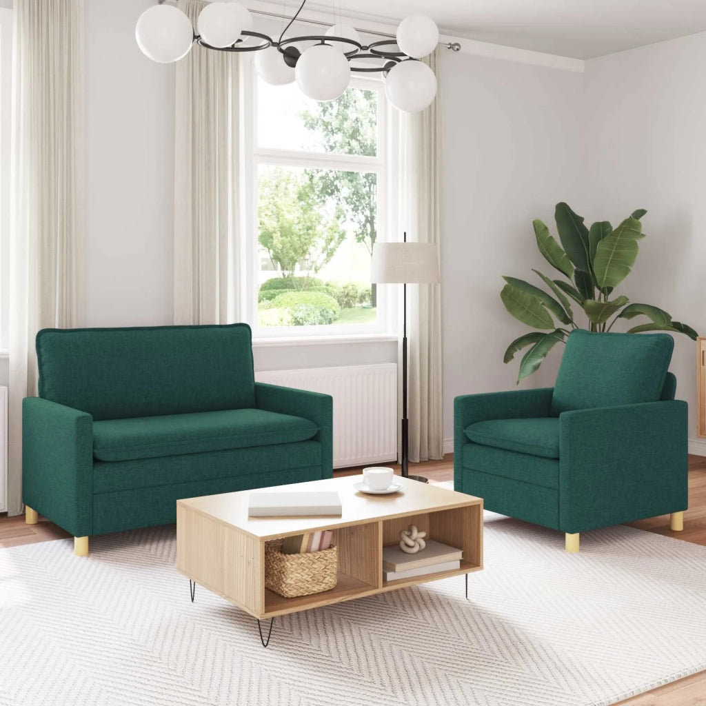 Set di divani 2 pz Verde Scuro Tessuto 3417021