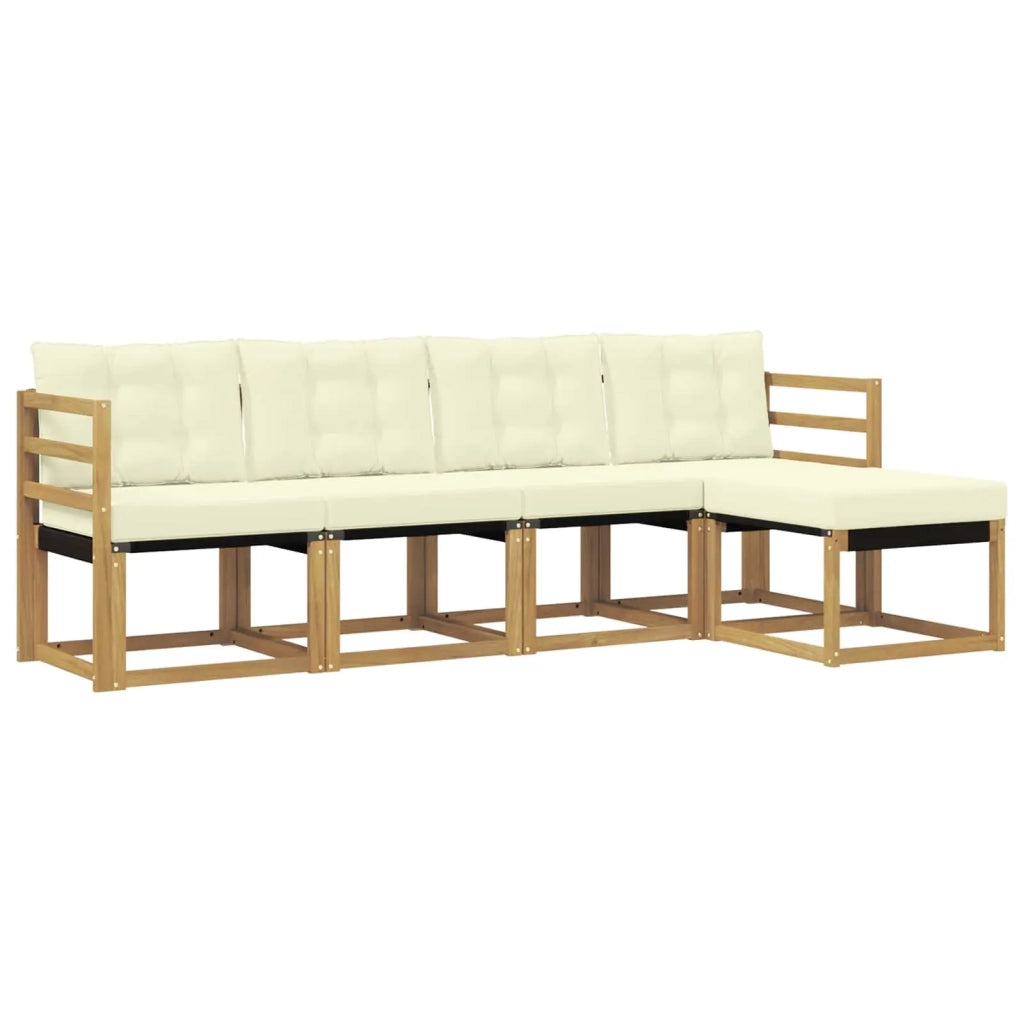 Set di divani da esterno 5 pz Bianco e Crema 3389368