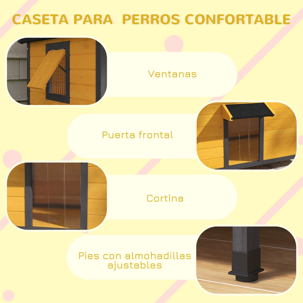 Casetta per Cani Esterno con Tetto Asfaltato ¨C zephmum ¨C Legno Naturale 97x72x65 cm