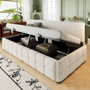 Letto sofà con vano contenitore idraulico velluto beige 90x200 cm
