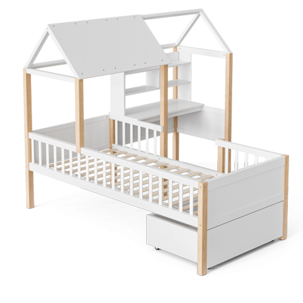 Letto bambino 90x200cm?- Xylo - scrivania L cassetti bianco