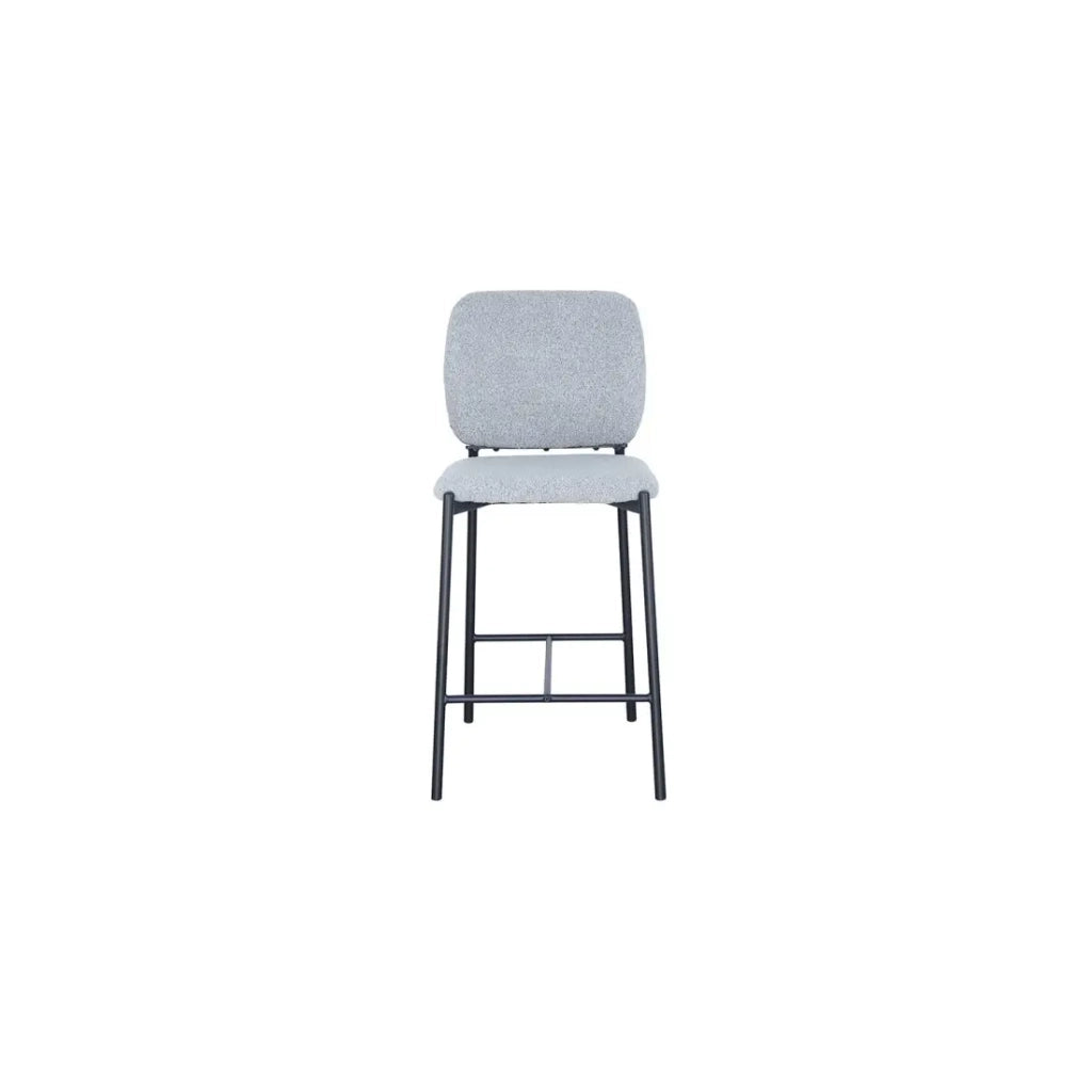 Sedia da banco RITA - Tessuto grigio chiaro - Gambe in metallo nero - Altezza 99 cm - Stile design/industriale