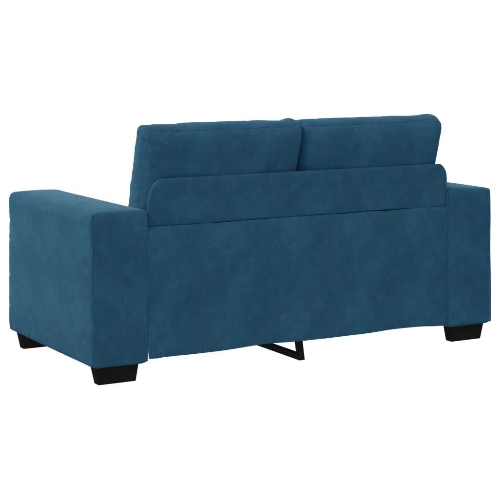 Set Divano 2 Pezzi con Cuscini in Velluto Blu