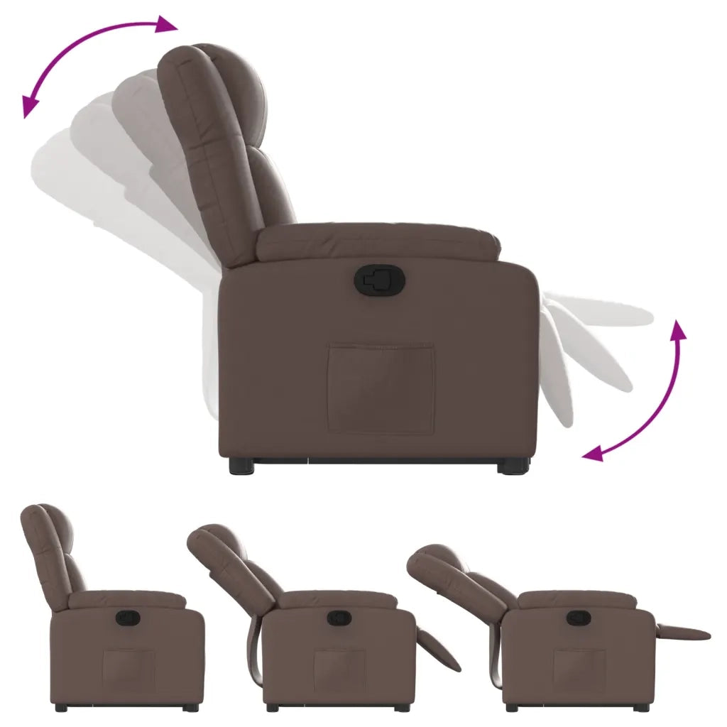 Poltrona Alzapersona Reclinabile Marrone in Similpelle 3205152