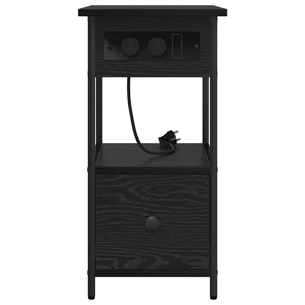 Armadio da Notte Rovere Nero 60 x 30 x 61 cm Legno multistrato 859595