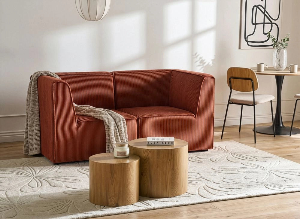 Divano modulare a 2 posti in velluto a coste marrone dorato Divano componibile a due pezzi Stile minimalista moderno