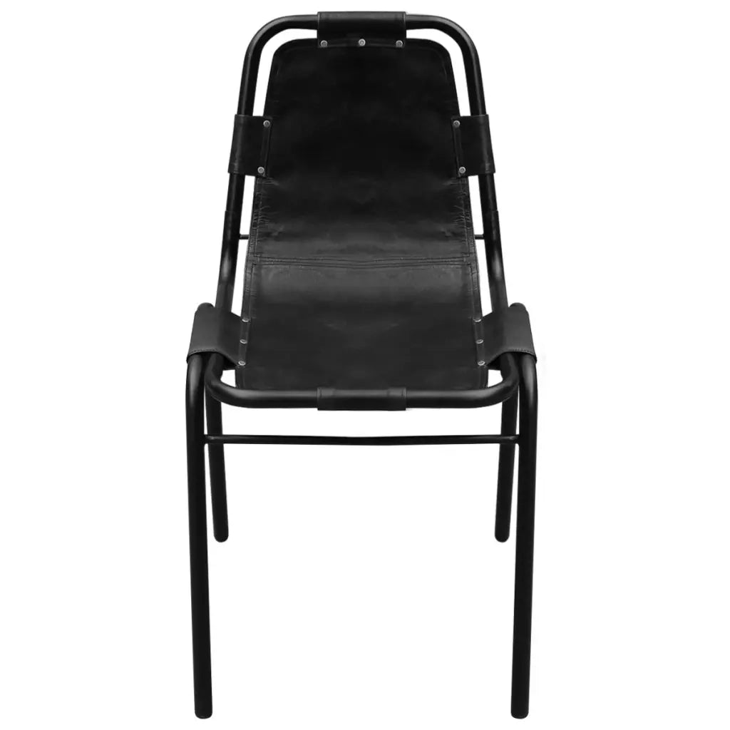 Sedie da Pranzo 4 pz Nere in Vera Pelle 274393