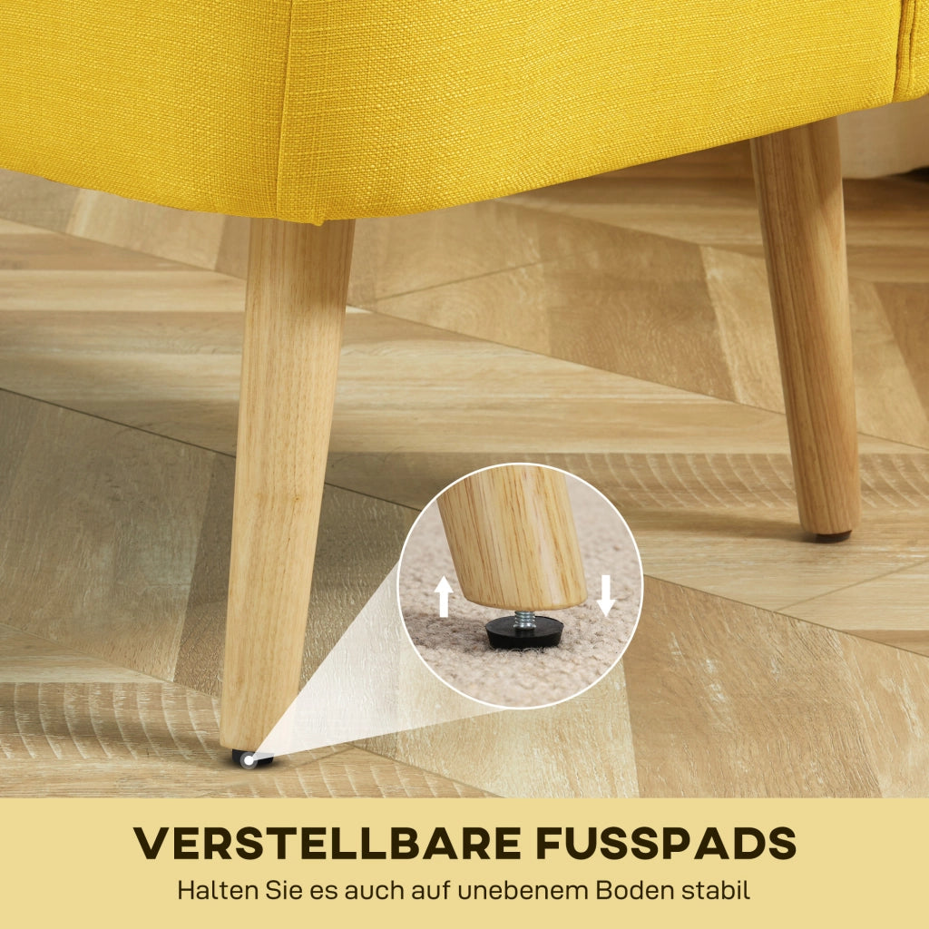 Divano 2 posti imbottito tessuto antimacchia ¨C zephmum ¨C giallo 117x56.5x77 cm