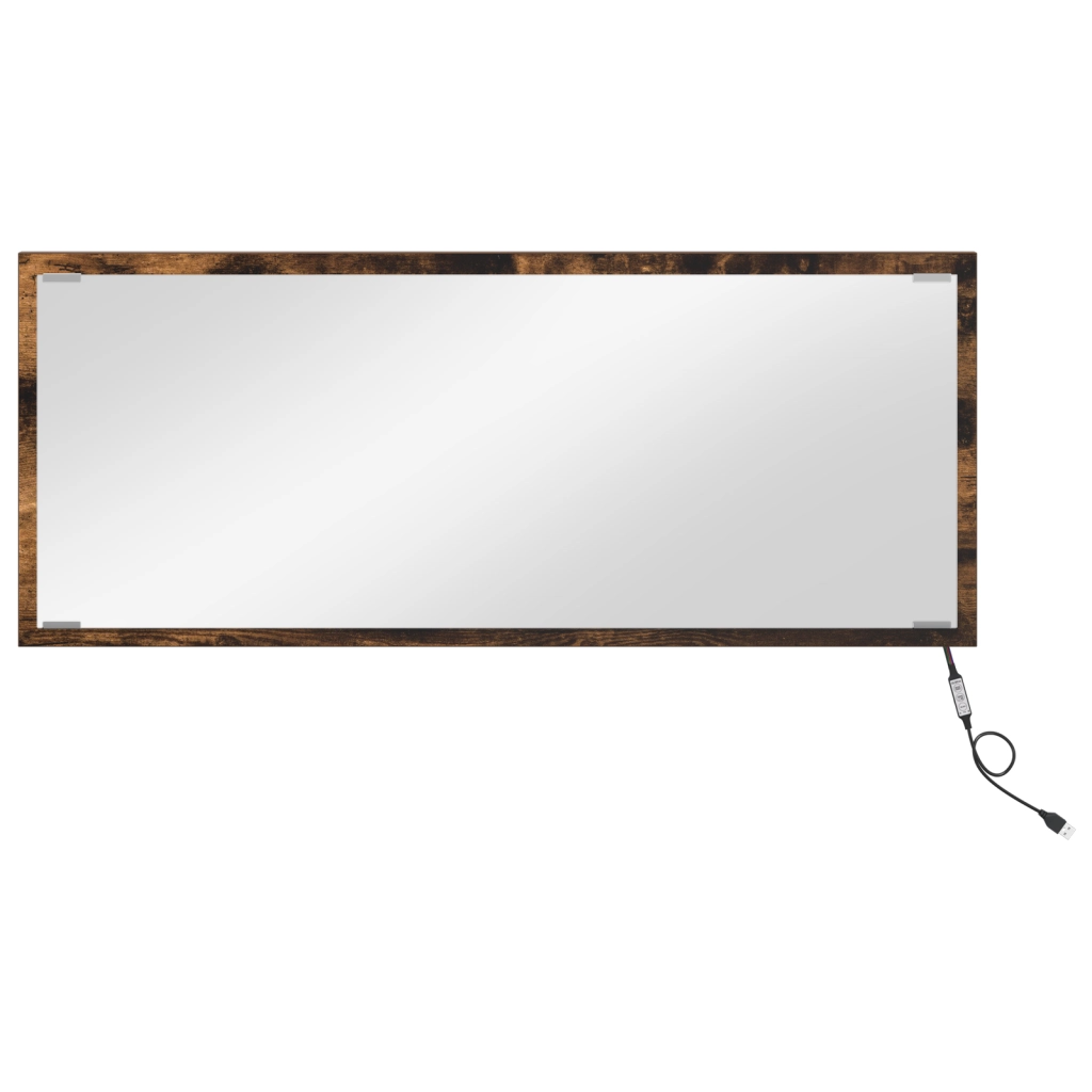 Specchio da bagno LED Rovere affumicato 90x8,5x37 cm Legno ingegnerizzato