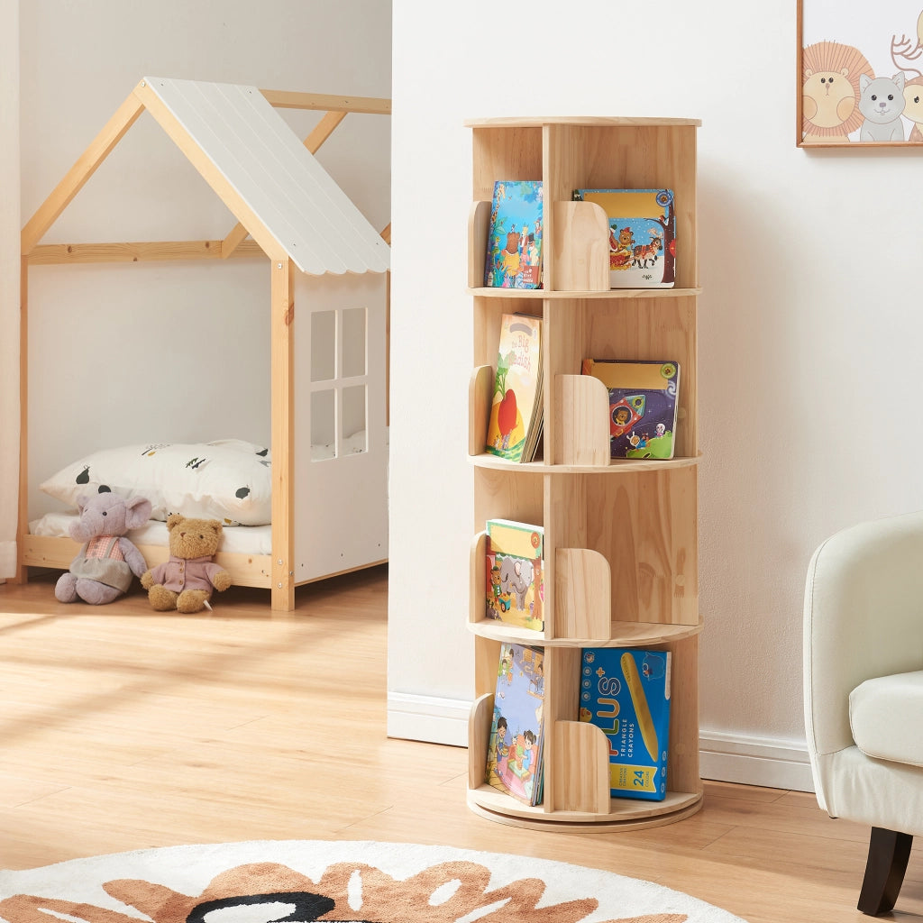 Libreria Girevole Chasek per Cameretta a 4 Livelli in Legno di Pino 125 x Ø44 cm [en.casa]