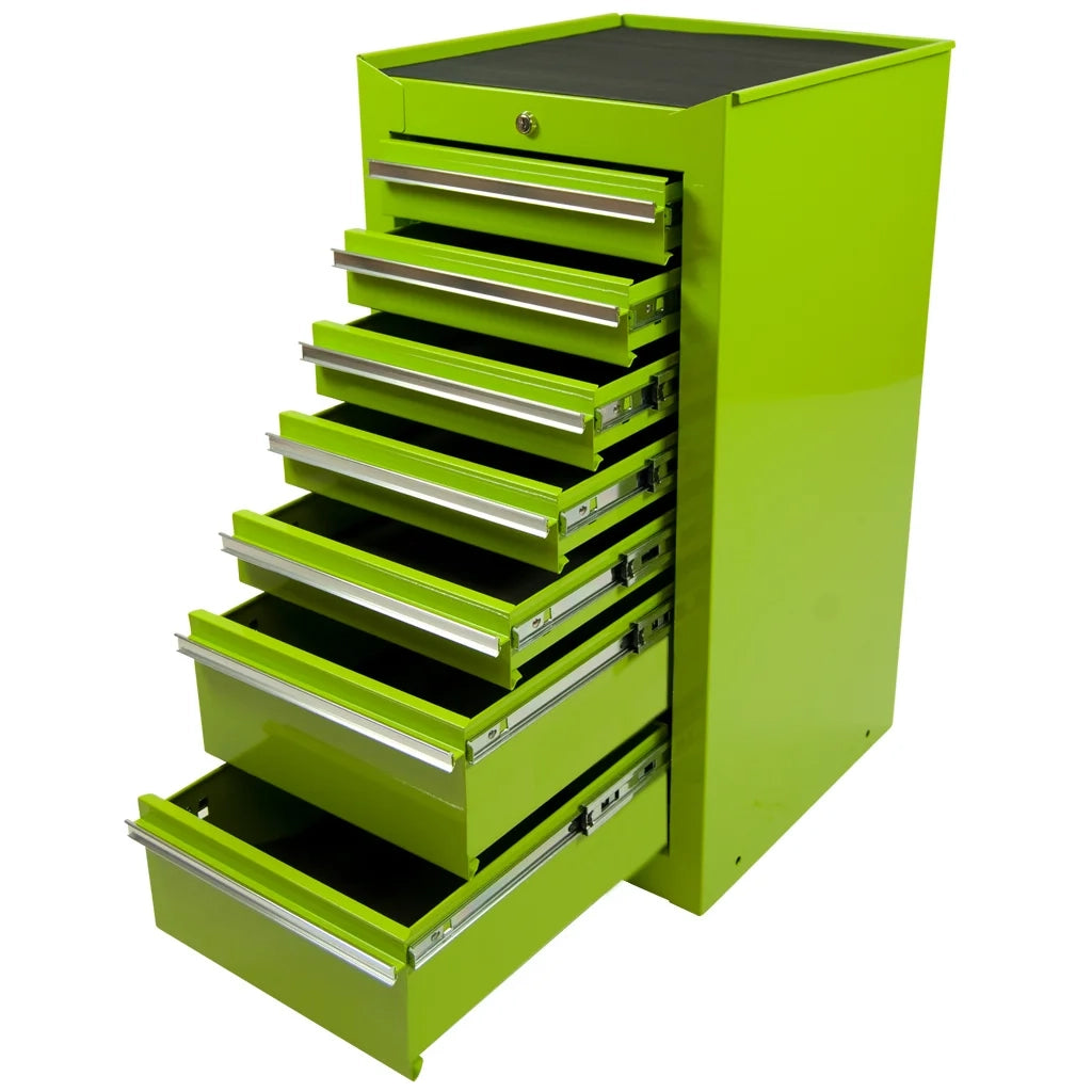 Armadio portautensili verde, stretto, 7 cassetti, Professional
