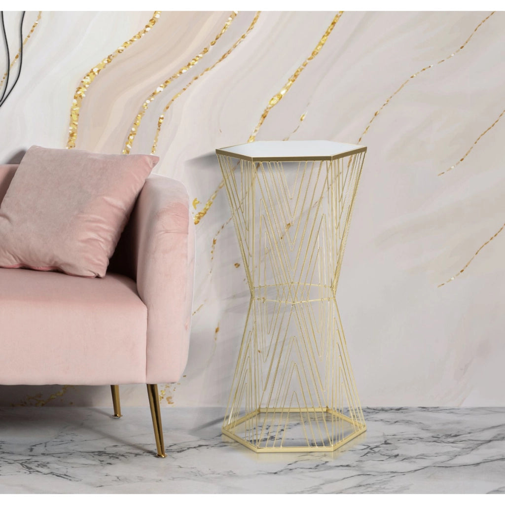 Tavolino VKH600, Oro, Metallo, 40x35x80 cm