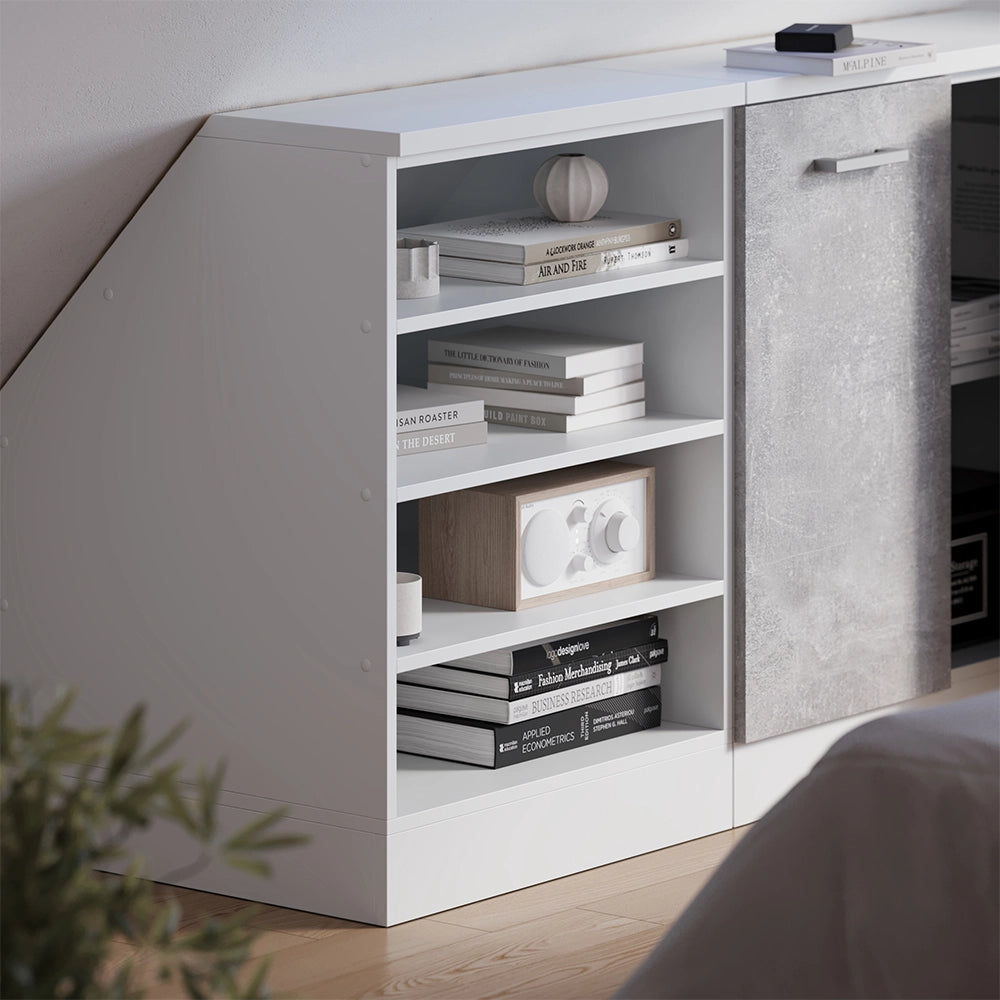 Mobile cucina sottotetto R-Line Bianco/Bianco 60 cm con 4 scomparti, carcassa 60 cm profondità Vicco