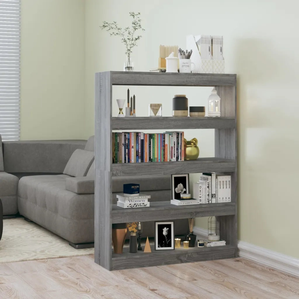 Libreria Divisorio-Scaffale per Libri-Mobile di Stoccaggio Grigio Sonoma 100x30x135 cm