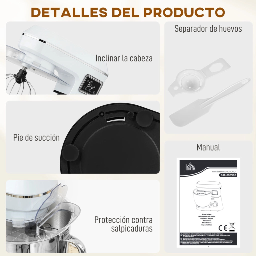 Battitore Planetario 6L 1400W ¨C zephmum ¨C Bianco