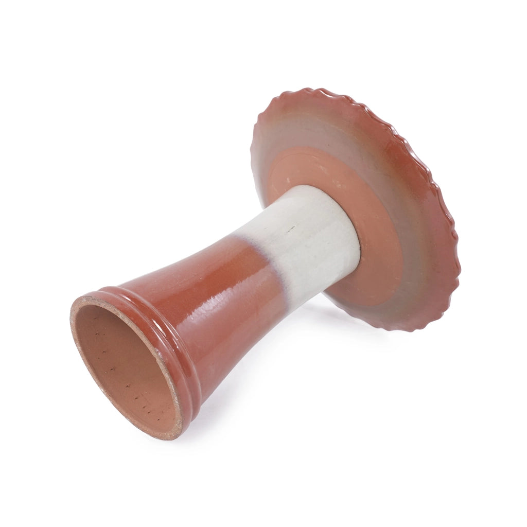 Fontana da giardino in ceramica fatta a mano con vasca ampia e base alta smaltata rosso ruggine 51 × 40 × 52 cm