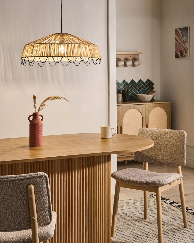 Lampada a sospensione in rattan e rafia naturale Lampada da soffitto Sala da pranzo Soggiorno Stile boho Tessuta a mano