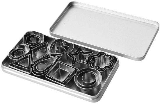 Mini forme per biscotti (con scatola), set forme geometriche per biscotti in acciaio inossidabile, 30 pezzi
