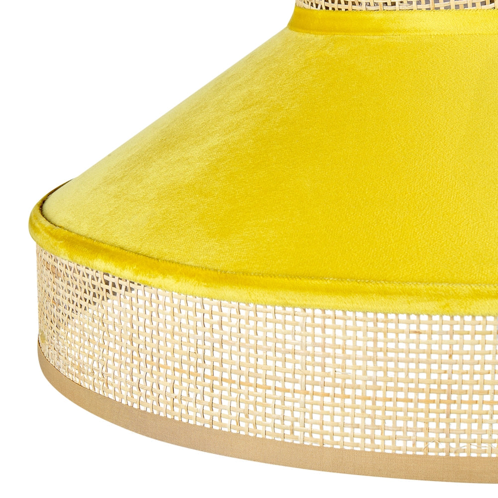 Lampadario lampada a sospensione in rattan giallo naturale con paralume in velluto boho illuminazione