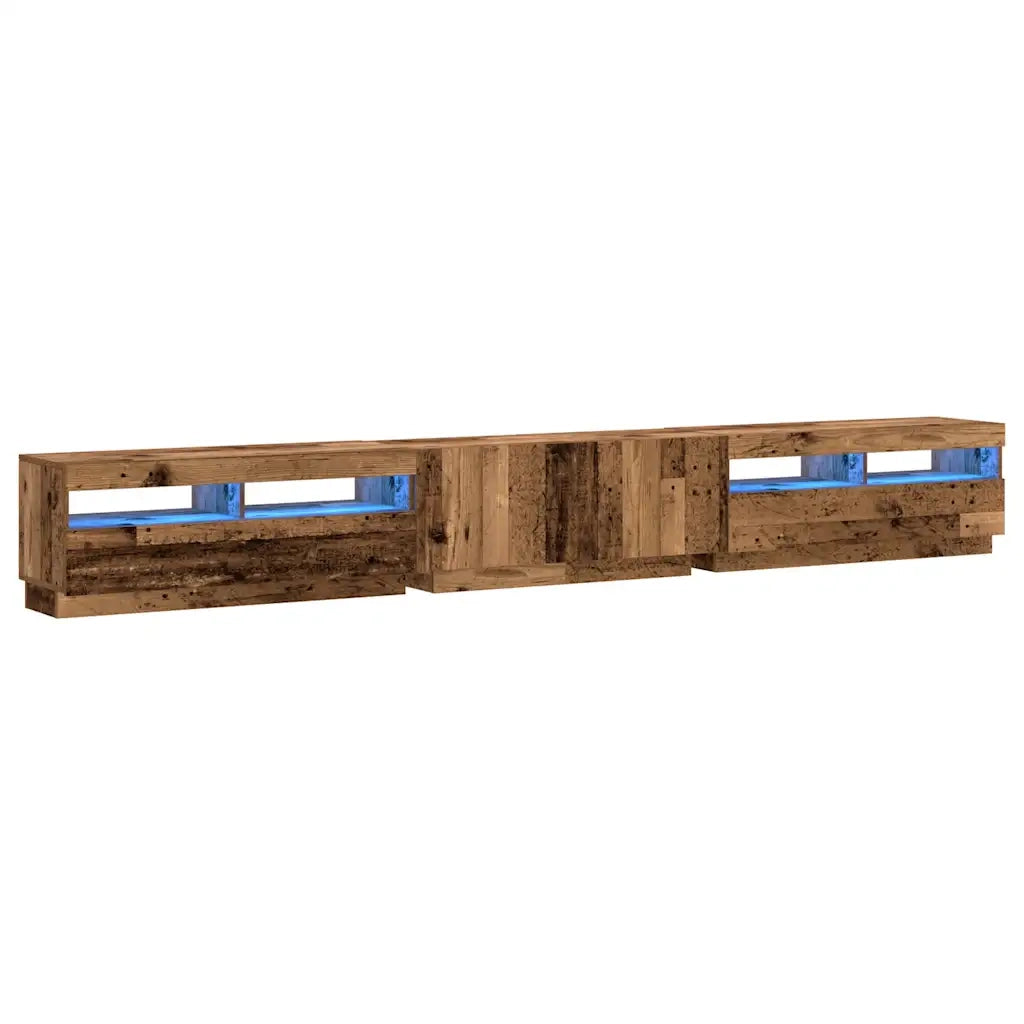 Mobile Porta TV con LED Legno Antico 300x35x40 cm Truciolato 3329169