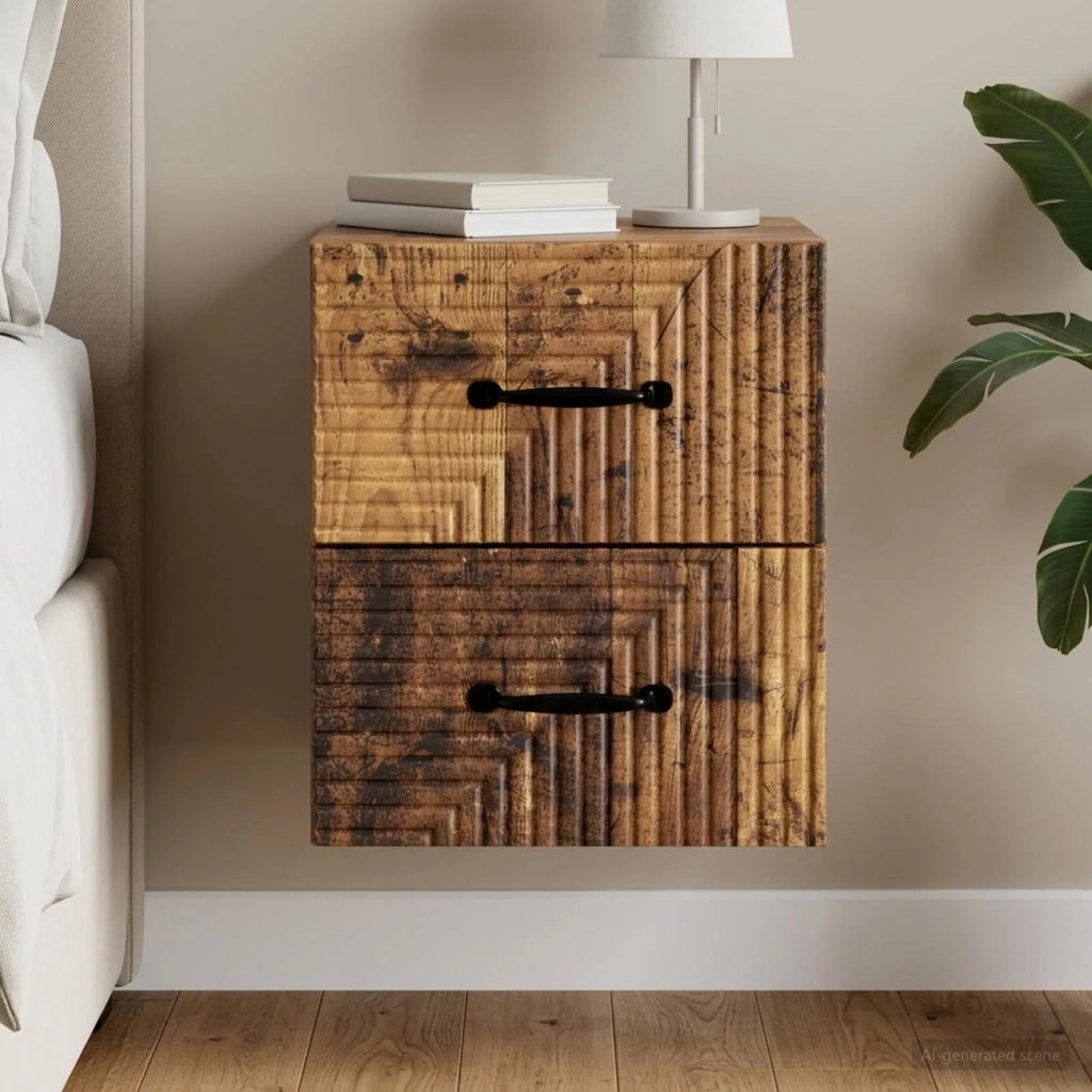 Mobiletto da notte a muro Legno antico 34,5 x 33 x 40 cm 898651