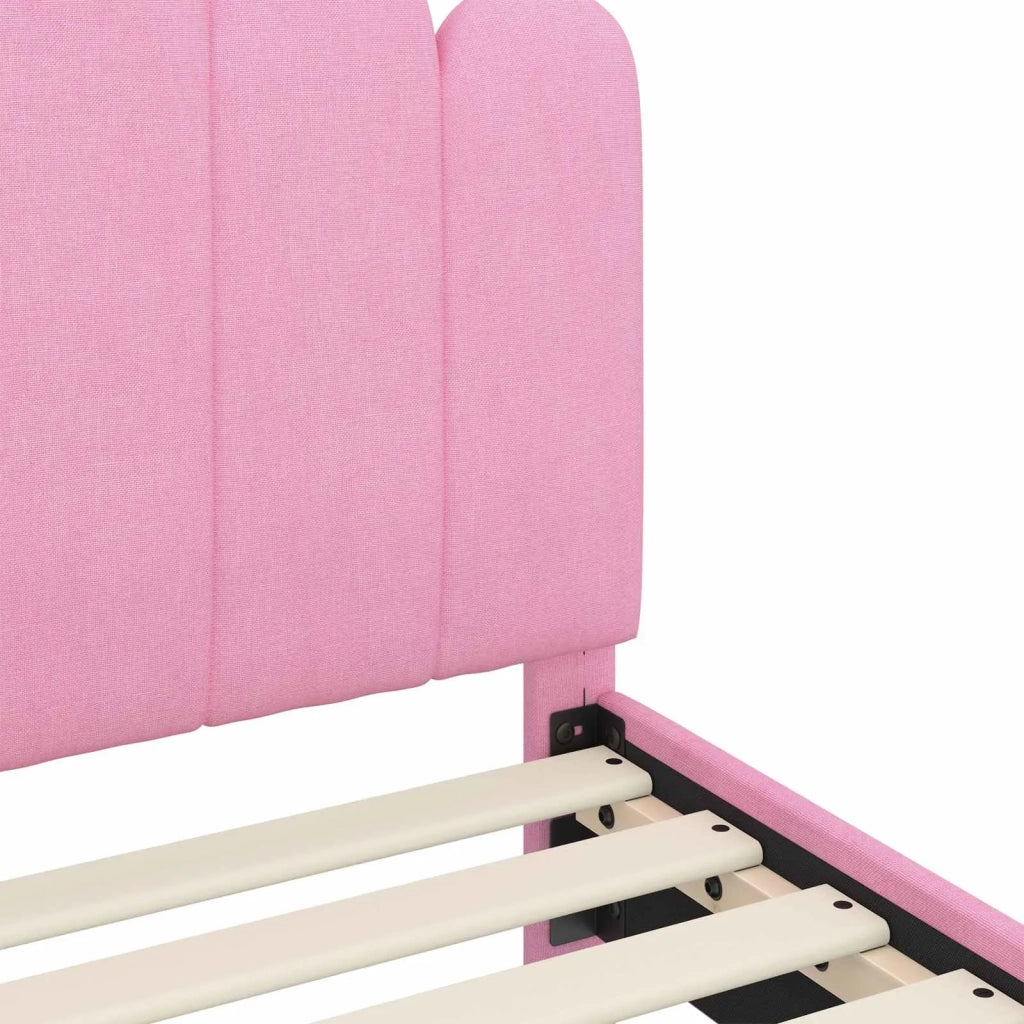 Struttura letto bambini con testata Rosa 90 x 200 cm Tessuto