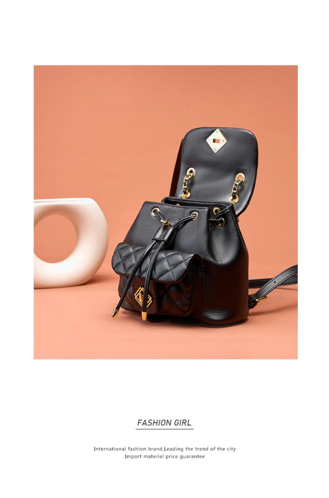 Zaino da donna in vera pelle, nero