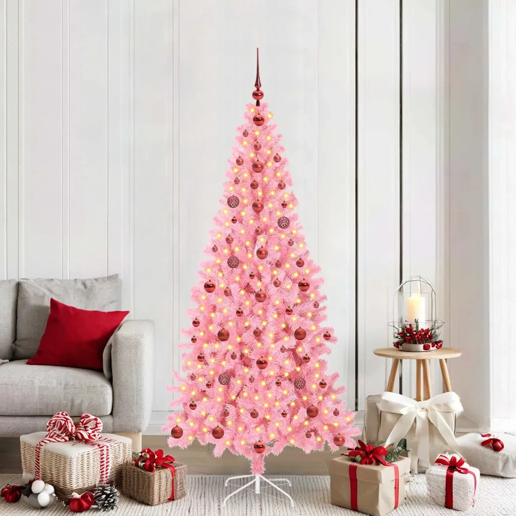 Albero di Natale | Decorazioni natalizie con 300 LED con supporto Rosa 210 cm PVC