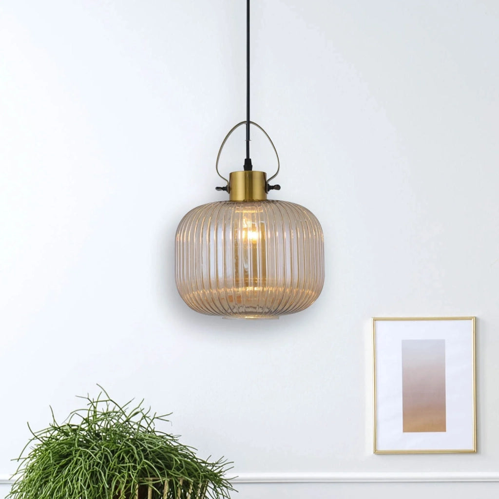 LÚZETE - LAMPADA DA SOFFITTO IN CRISTALLO TAGLIATO AMBRA HAKANA