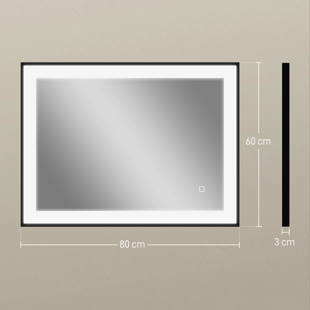 Specchio da Bagno con Luce LED ¨C Zephmum ¨C Bianco 80x60 cm Antivaho 3 Colori