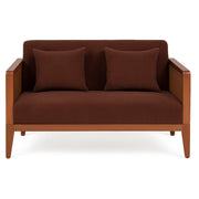 Boca Duo - Divano 2 Posti 143x80x84,5 cm Divanetto in Legno Massello Noce e Polyrattan con Cuscini Marrone