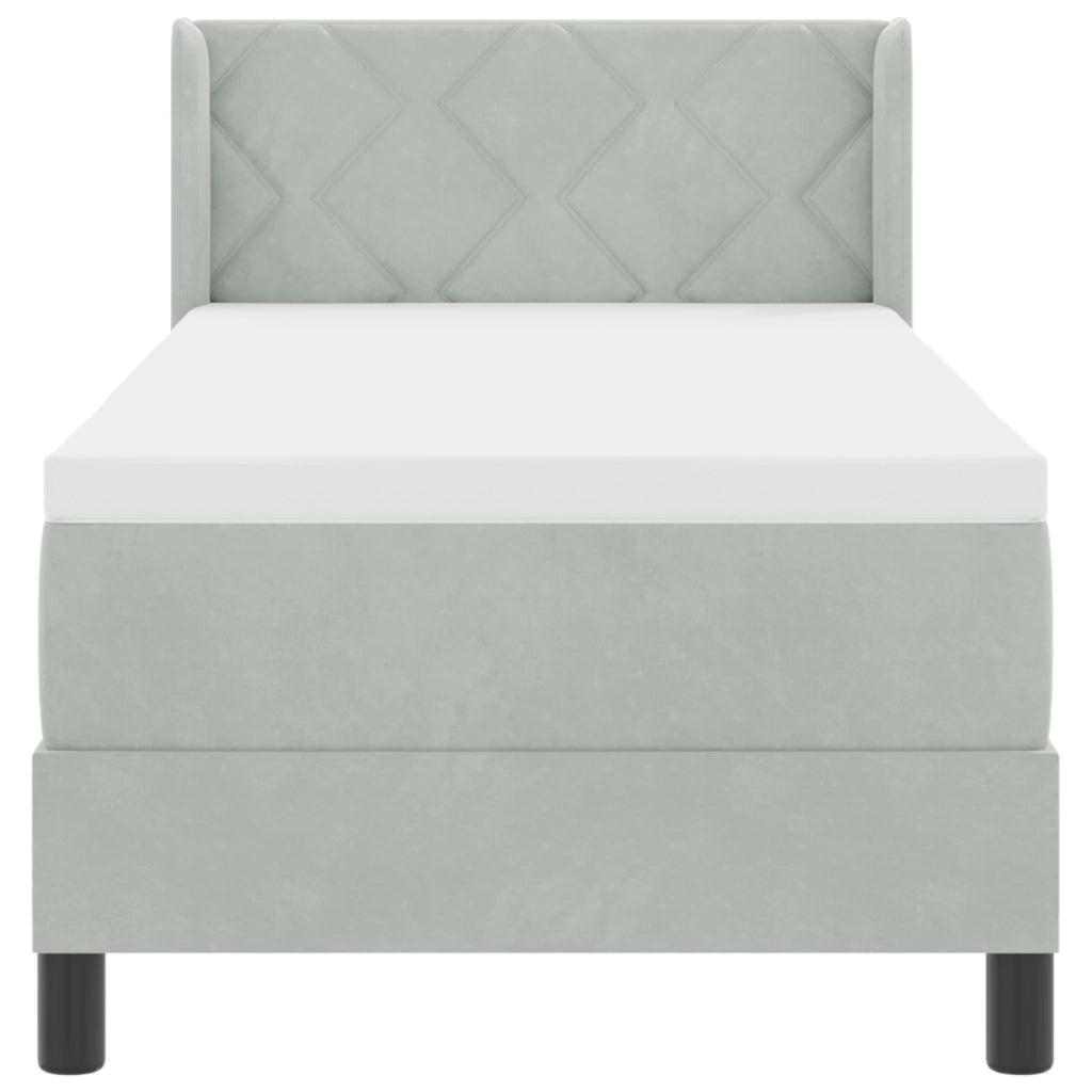 Letto Box Spring con Materasso Grigio Chiaro 80x200 cm Velluto